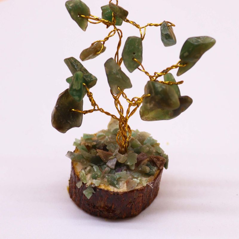 Mini-Edelsteinbäume auf Holzsockel - Grüner Aventurin (15 Steine)
