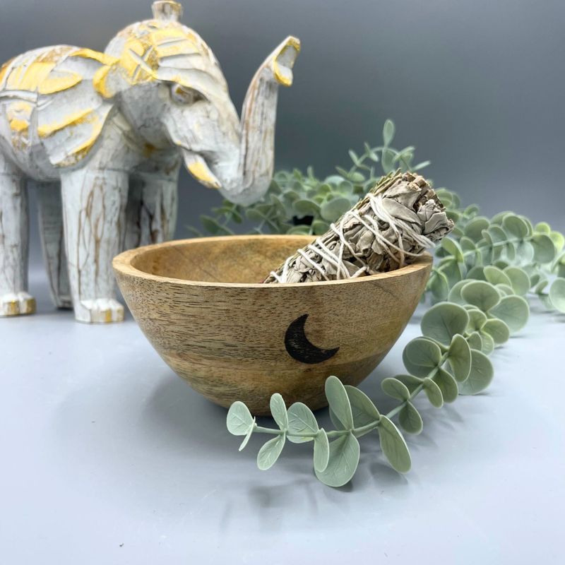 Ritual-Schale für Räucher aus Holz- Drei Monde - 13x7cm
