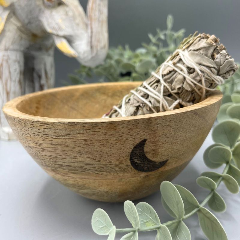 Ritual-Schale für Räucher aus Holz- Drei Monde - 13x7cm