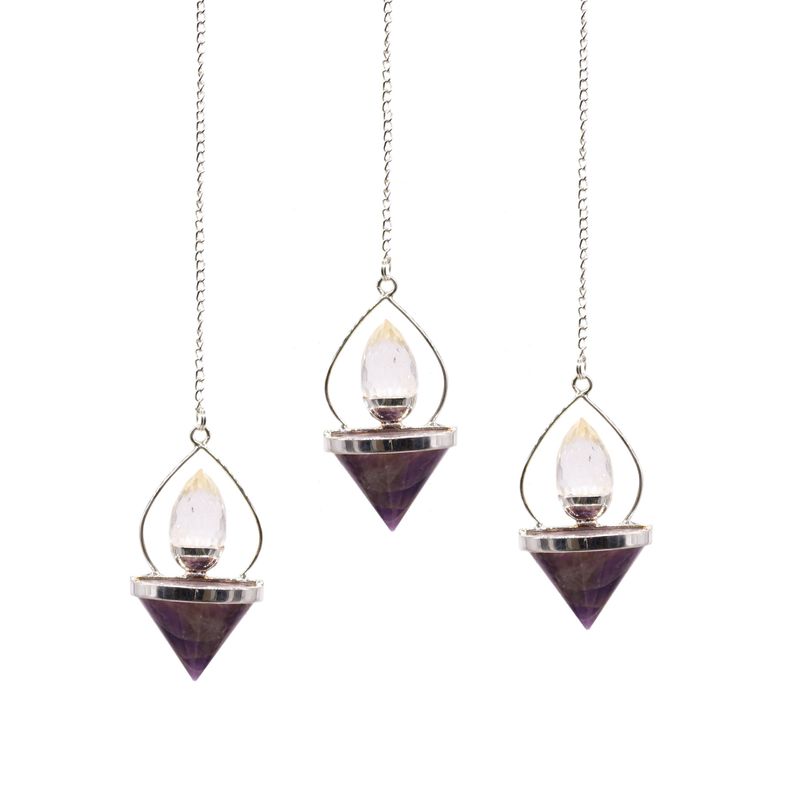 Edelstein-Laterne des Lebens-Pendels - Amethyst & Bergquarz