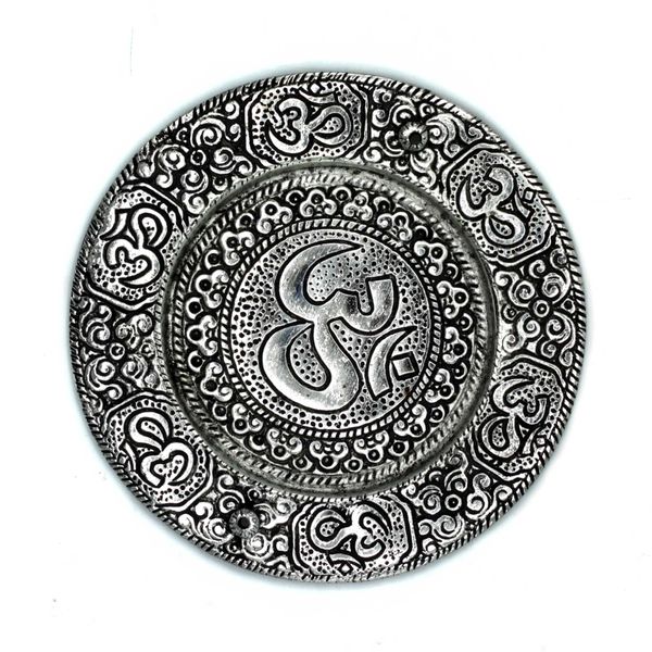 Polierter Aluminium-Räucherstäbchenhalter-Om, rund, 11 cm