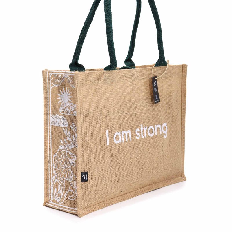 Hop Hare Große Tasche aus Jute- I am Strong