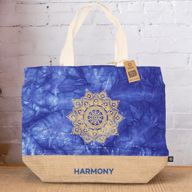 Natürliche Tasche - Blau- Mandala - Harmonie