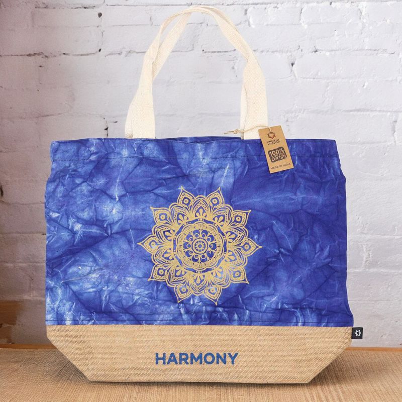 Natürliche Tasche - Blau- Mandala - Harmonie
