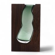 Glasvase / Terarium in dunklem Tungholz- 14.5x5x23cm
