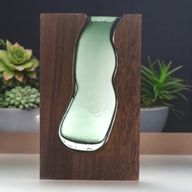 Glasvase / Terarium in dunklem Tungholz- 14.5x5x23cm
