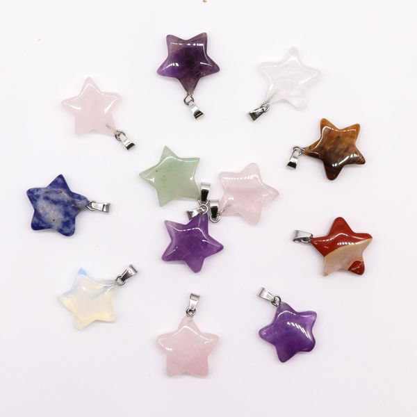 Edelstein-Sterne-Anhänger (12 sortiert) 20x6mm