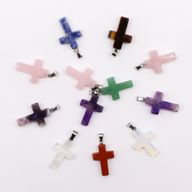 Edelstein-Kreuz-Anhänger (12 sortiert) 25x18mm