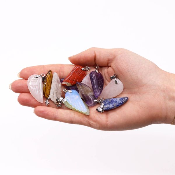 Edelstein-Engelsflügel-Anhänger (12 sortiert) 28x15mm