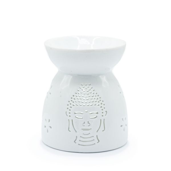 Duftlampe mit Buddha-Ausschnitt – weiß