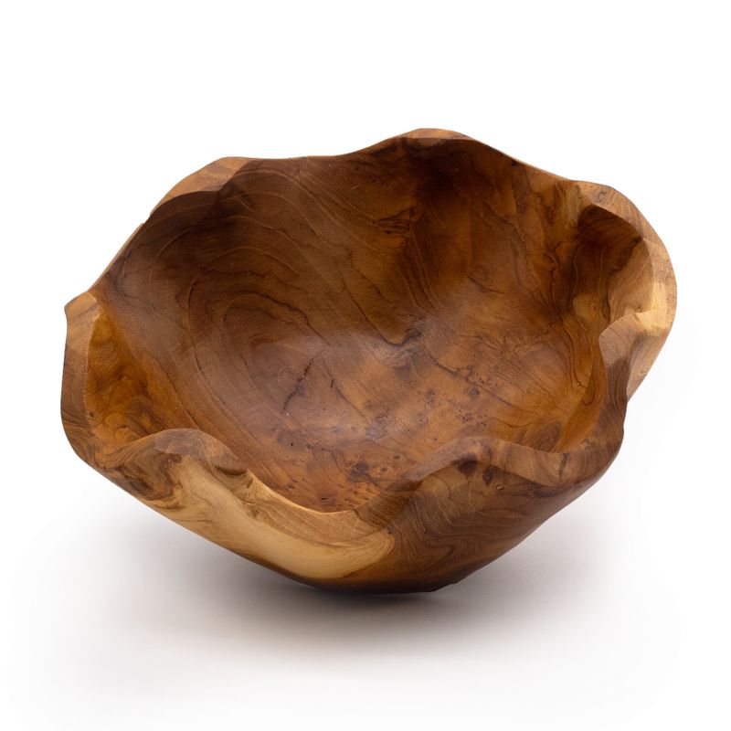 Mittlere, glatte Obstschale aus Teakholz- 21x9cm