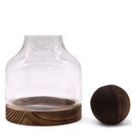 Mittleres Terarium mit Kugeldeckel auf dunklem Tungholz- 17x22cm