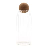 Glasgefäß mit Korkkugel–  gerippt – 20 cm