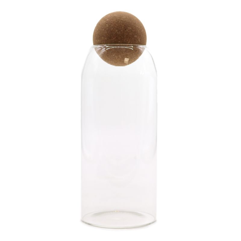 Glasgefäß mit Korkkugel– Klar - 20cm