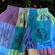 Nomad Sari - Pilz-Hose - Blockdruck-Designs - Grüntöne S/M
