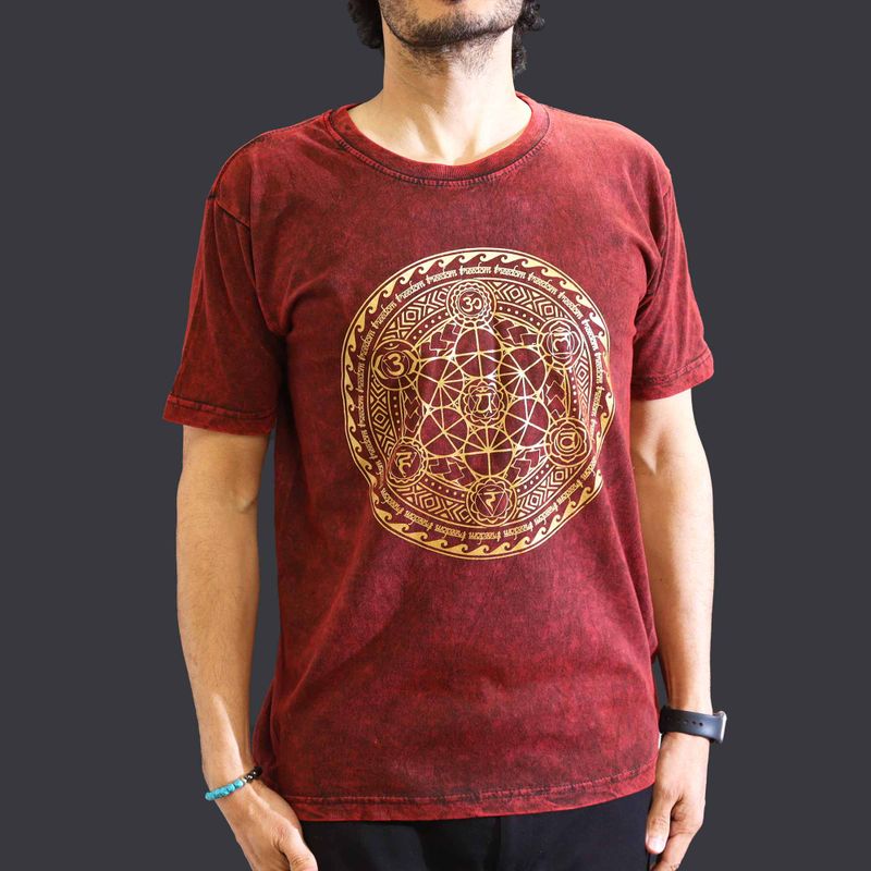 Stone Washed T-Shirt – Chakra – Kastanienbraun-M