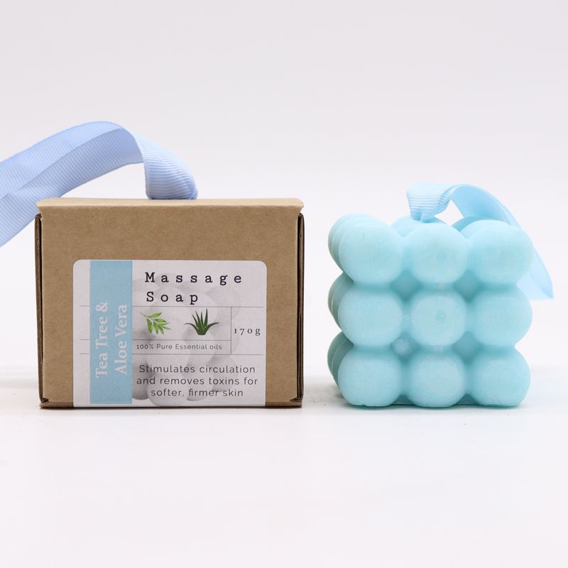 Einzeln verpackte Massageseifen- Teebaum & Aloe Vera