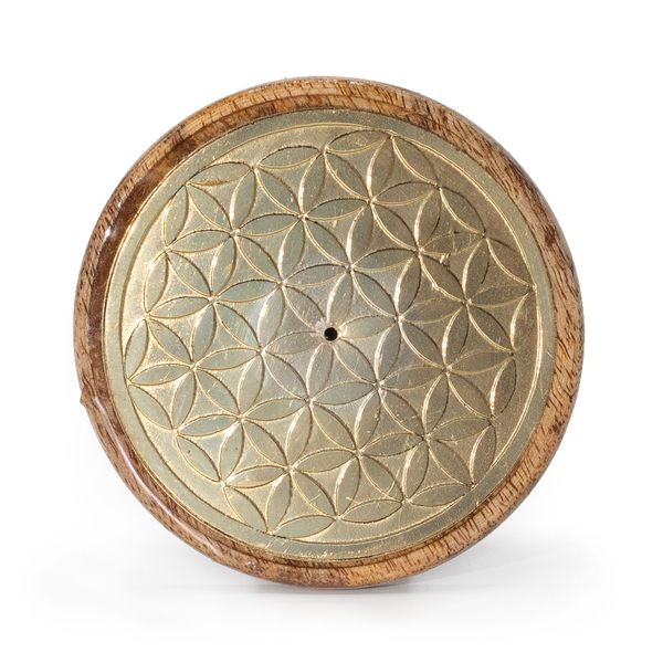 Gold auf Mangoholz- Blume des Lebens