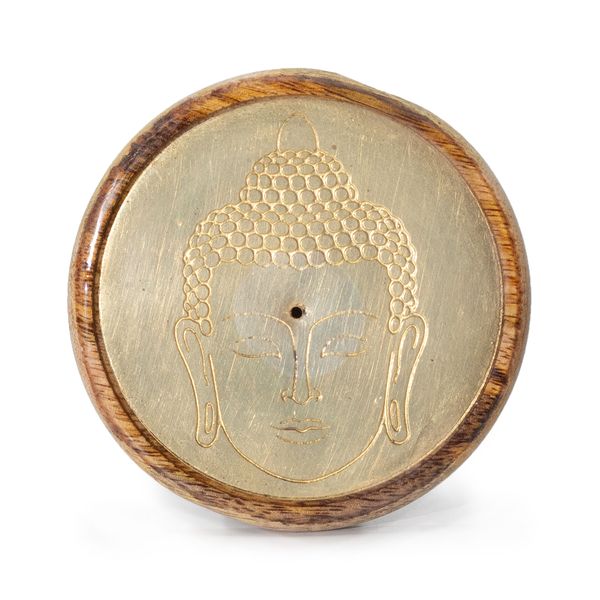 Gold auf Mangoholz- Buddha-Kopf
