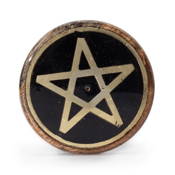 Gold & Schwarz auf Mangoholz- Pentagon