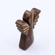 Kleiner Engel aus Mangoholz – Golddekor – 12 cm