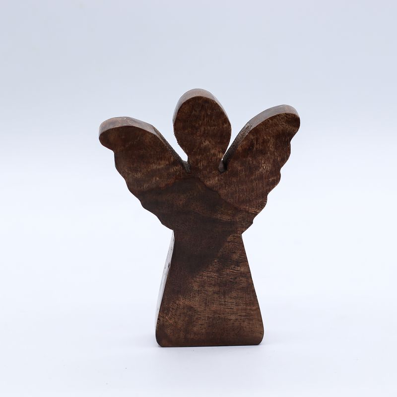 Kleiner Engel aus Mangoholz – Golddekor – 12 cm