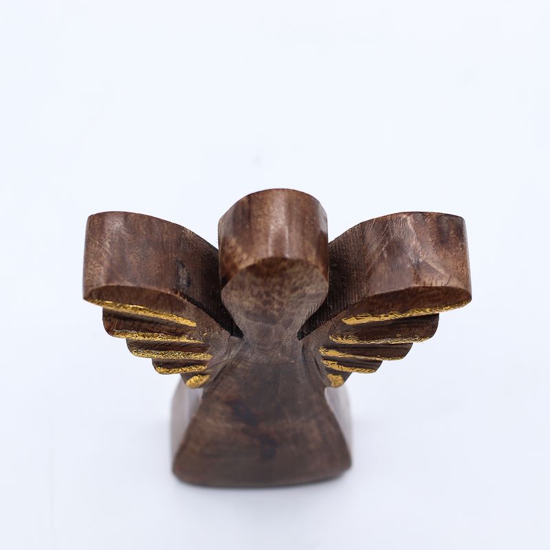 Kleiner Engel aus Mangoholz – Golddekor – 12 cm