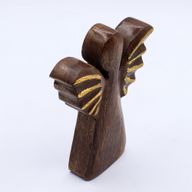 Mittlerer Engel aus Mangoholz – Golddekor – 16 cm