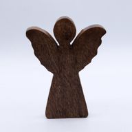 Mittlerer Engel aus Mangoholz – Golddekor – 16 cm