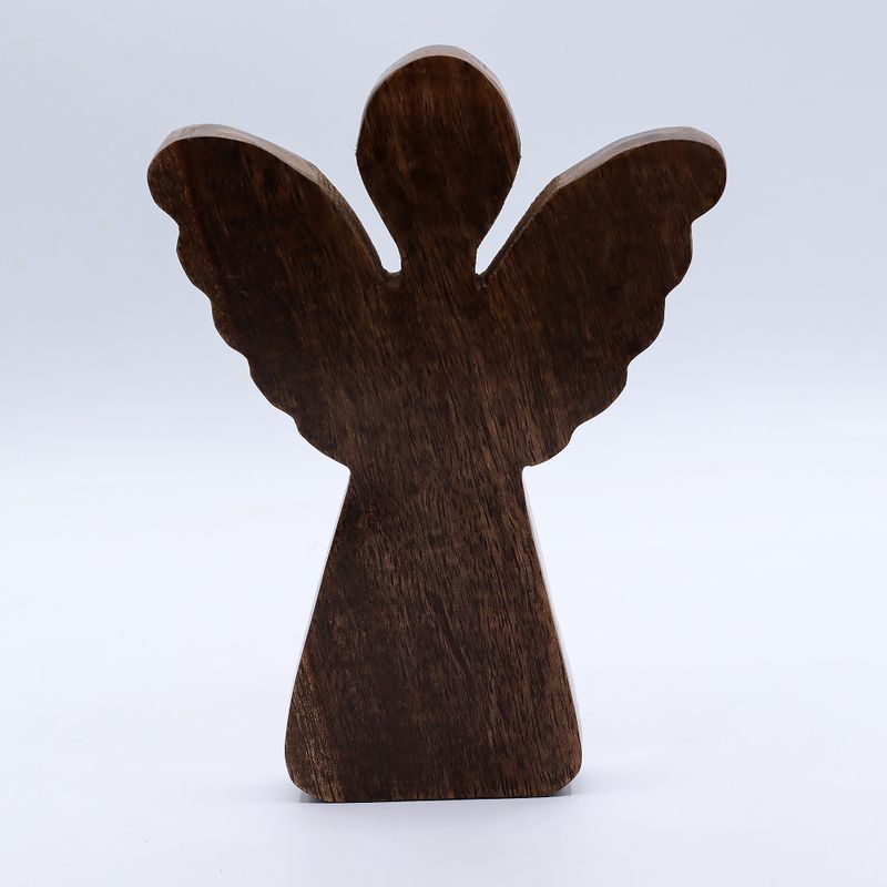 Großer Engel aus Mangoholz – Golddekor – 19 cm