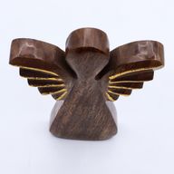 Großer Engel aus Mangoholz – Golddekor – 19 cm