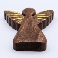 Großer Engel aus Mangoholz – Golddekor – 19 cm