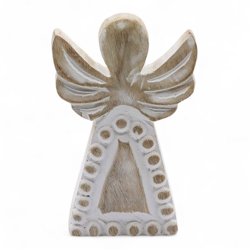 Engel aus Mangoholz – Weiß getüncht – 13 cm