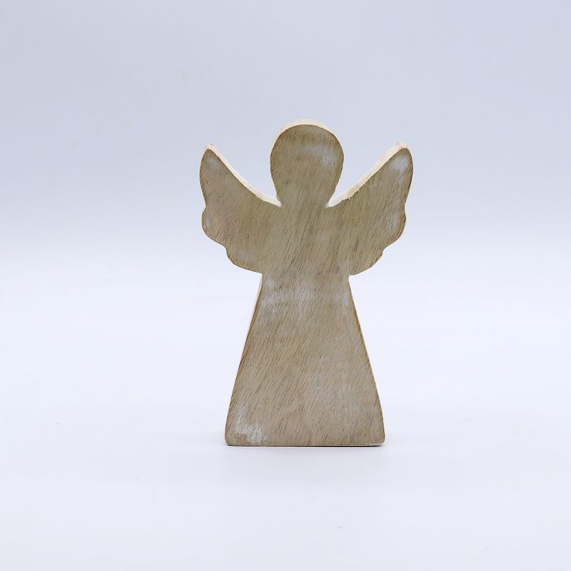 Engel aus Mangoholz – Weiß getüncht – 13 cm