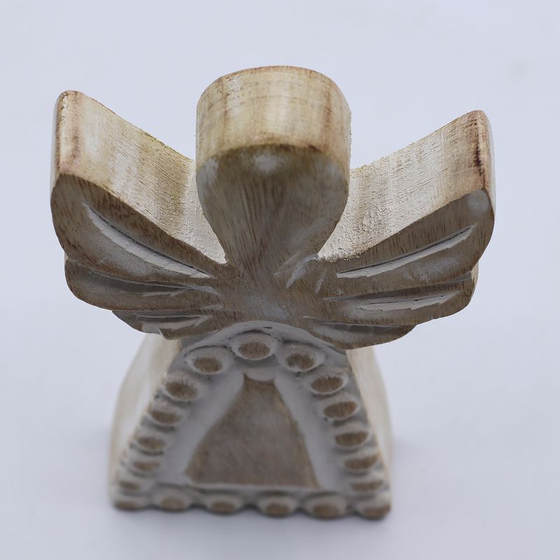 Engel aus Mangoholz – Weiß getüncht – 13 cm