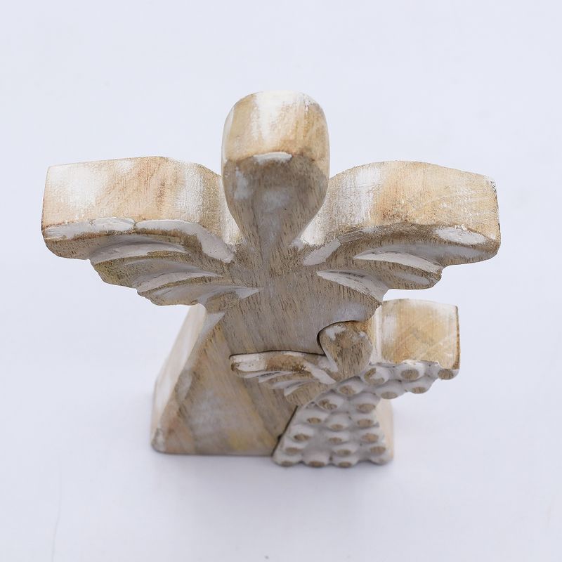 Mangoholz-Engel in Engelform – Weiß getüncht – 15 cm