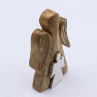 Mangoholz-Engel in Engelform – Weiße Emaille – 15 cm