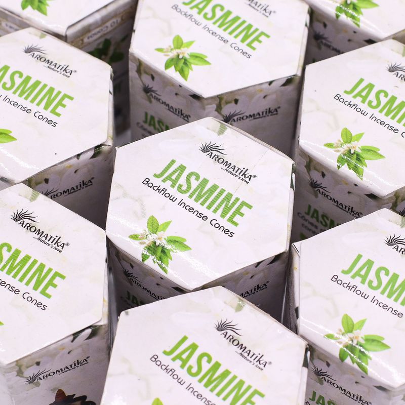 Packung mit 10 Masala Rückfluss Räucherkegel - Jasmin
