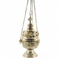 Hängendes Messing-Räuchergefäß – Kettenglieder mit Gewinde – 16,5 × 6,5 cm (feines Messing)
