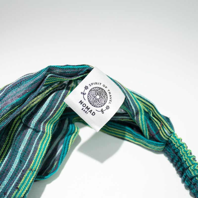 Nomad Sari - Hippie-Stirnband – Blockdruck, verschiedene Designs – (56 x 25 cm), Einheitsgröße