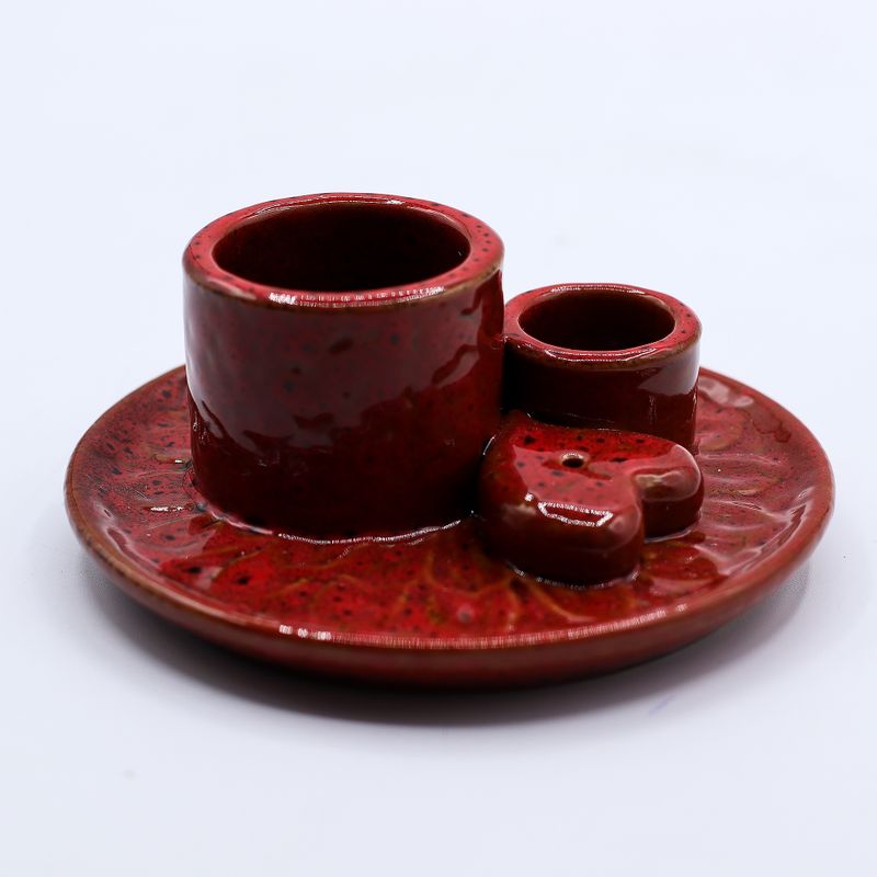 Palo Santo Stäbchen & Räucherhalter- Mandala - Rot, mit Herz- Glanz