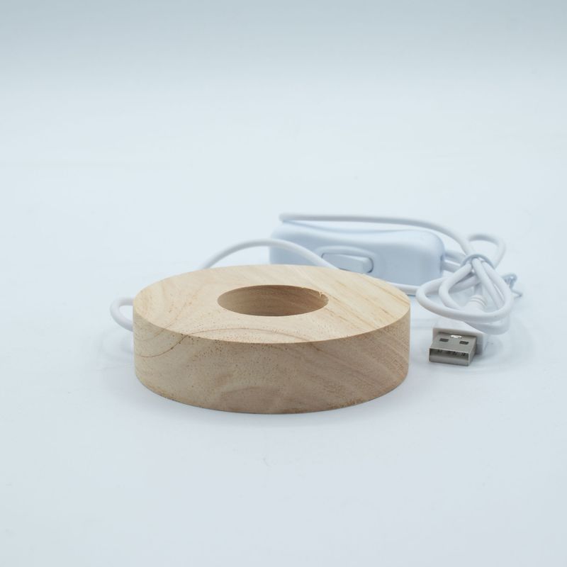 8 cm runder Holz-USB-LED-Ständer – Kalt/Warm/Tageslicht