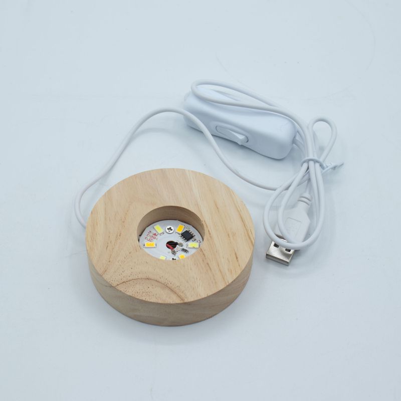8 cm runder Holz-USB-LED-Ständer – Kalt/Warm/Tageslicht