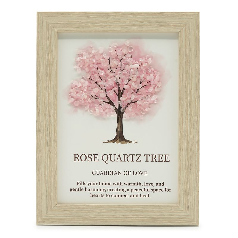 Edelstein-Bild – Baum des Lebens - Rosenquarz (20x14,7x1cm)