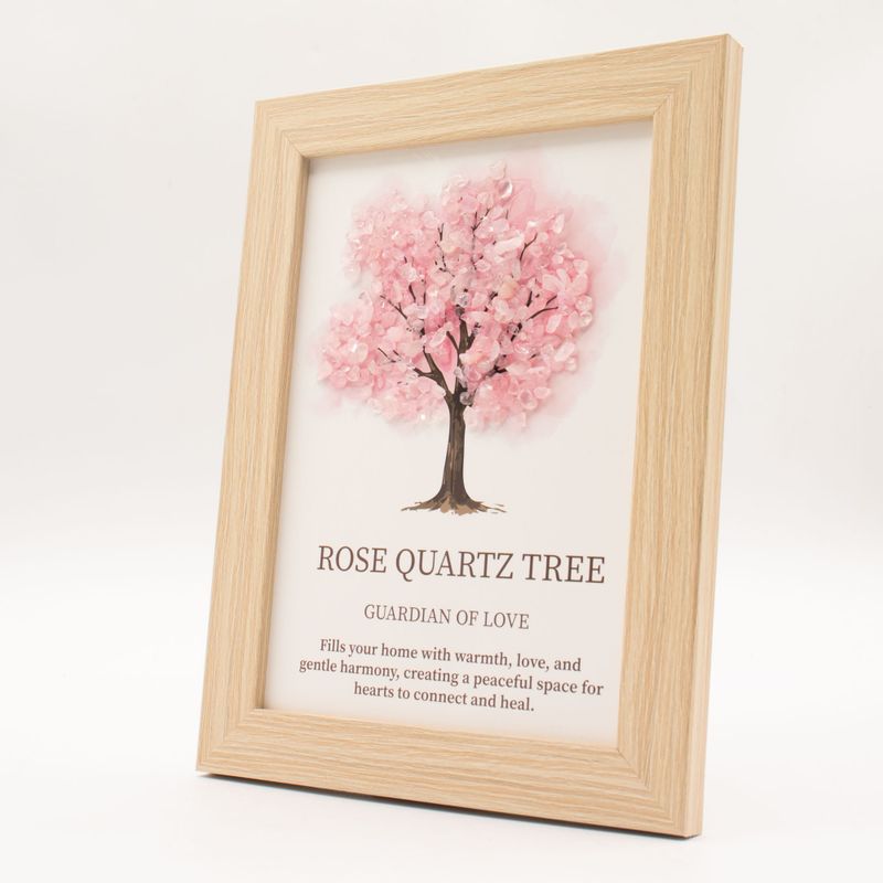 Edelstein-Bild – Baum des Lebens - Rosenquarz (20x14,7x1cm)