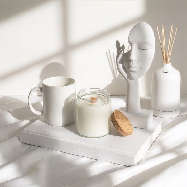 WoodWick Sojawachskerze ohne Etikett - Leaves and Linen