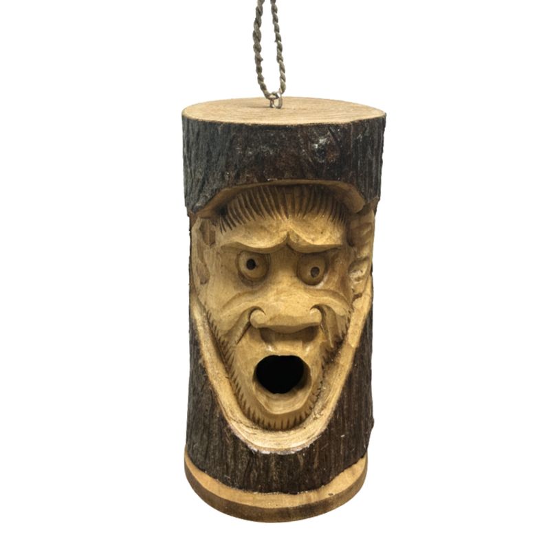 Baumstamm-Gesicht - Vogelhaus - Wütender Affe