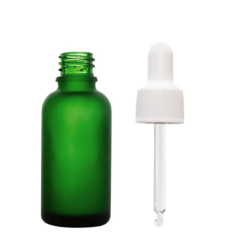 30 ml mattierte grüne Glas-Dropper-Flasche mit weißer Pipette