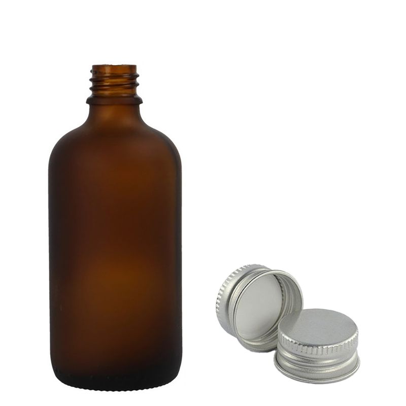 50 ml mattierte bernsteinfarbene Glas-Tropfflasche mit Aluminiumkappe