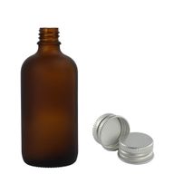50 ml mattierte bernsteinfarbene Glas-Tropfflasche mit Aluminiumkappe